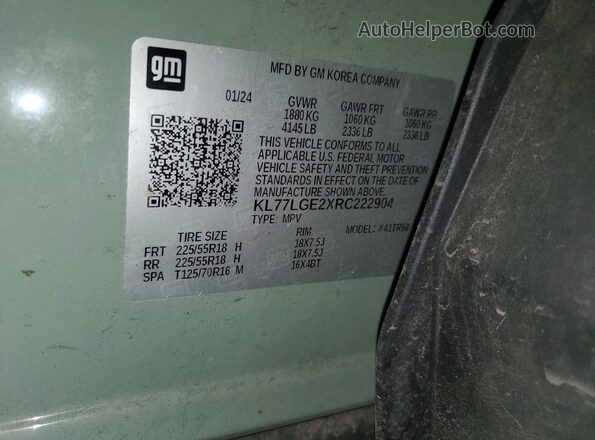 KL77LGE2XRC222904 2024 CHEVROLET TRAX Green Engine compartment view