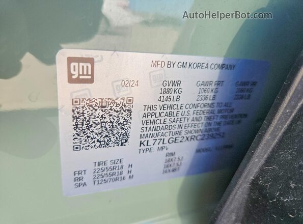 KL77LGE2XRC239251 2024 CHEVROLET TRAX Green ძრავის განყოფილების ხედი
