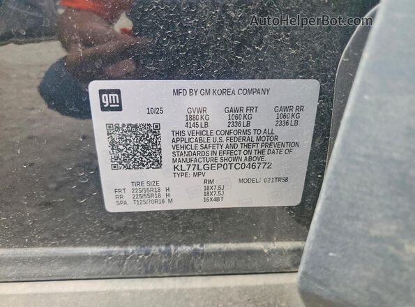 KL77LGEP0TC046772 2026 CHEVROLET TRAX Black Widok komory silnika