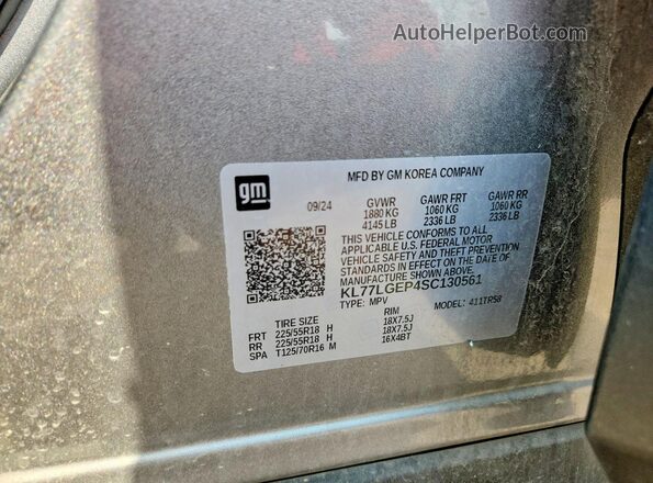 KL77LGEP4SC130561 2025 CHEVROLET TRAX Gray Vista de la etiqueta del VIN