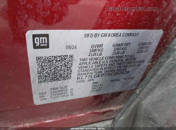 KL77LGEP7SC057539 2025 CHEVROLET TRAX Red Շարժիչի բաժամունքի տեսք