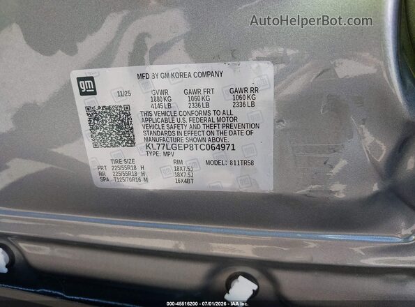 KL77LGEP8TC064971 2026 CHEVROLET TRAX Серебряный Вид подкапотного пространства