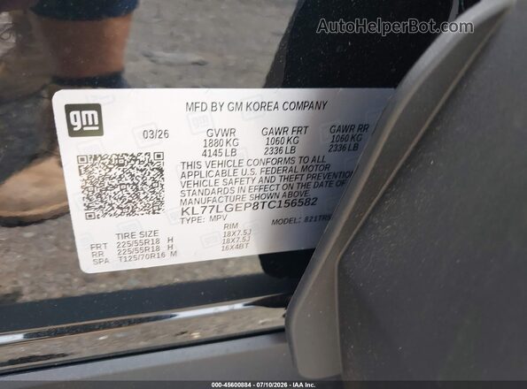 KL77LGEP8TC156582 2026 CHEVROLET TRAX Black Вид підкапотного простору