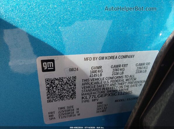KL77LGEPXSC112985 2025 CHEVROLET TRAX Blue Widok komory silnika