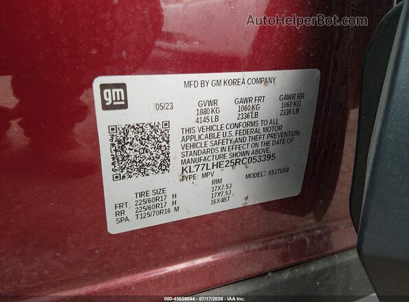 KL77LHE25RC053395 2024 CHEVROLET TRAX Красный Вид подкапотного пространства