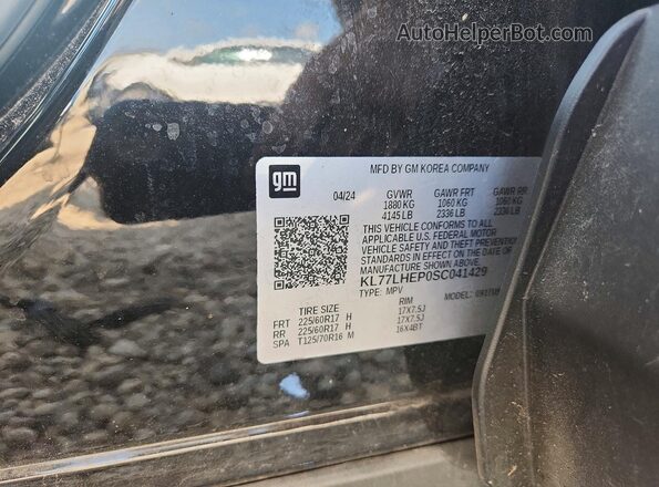 KL77LHEP0SC041429 2025 CHEVROLET TRAX Черный Вид наклейки с VIN-кодом