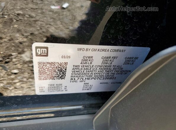 KL77LHEP0TC106801 2026 CHEVROLET TRAX Black Engine compartment view