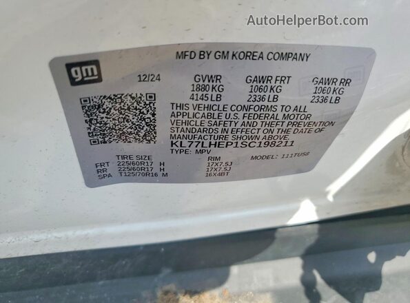 KL77LHEP1SC198211 2025 CHEVROLET TRAX White Vista del compartimento del motor