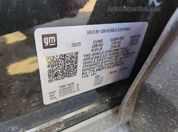 KL77LHEP1SC259024 2025 CHEVROLET TRAX Black Панорамний вид салону 360°
