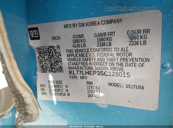 KL77LHEP3SC128015 2025 CHEVROLET TRAX Синий Вид подкапотного пространства