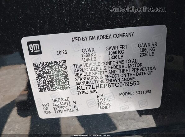 KL77LHEP6TC049553 2026 CHEVROLET TRAX Black Շարժիչի բաժամունքի տեսք