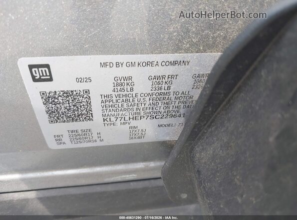 KL77LHEP7SC229641 2025 CHEVROLET TRAX Silver Շարժիչի բաժամունքի տեսք