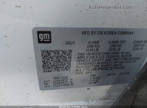 KL77LHEP9SC279490 2025 CHEVROLET TRAX White Շարժիչի բաժամունքի տեսք