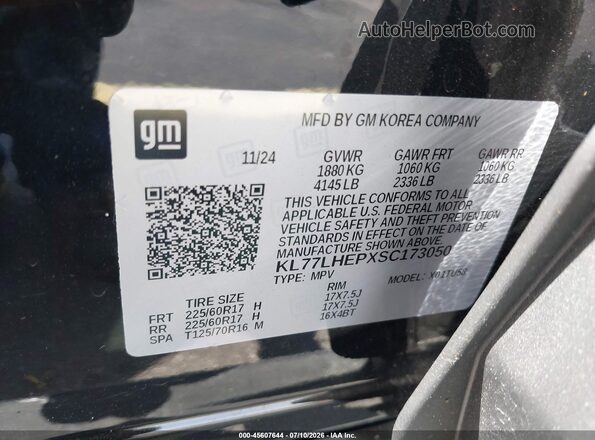 KL77LHEPXSC173050 2025 CHEVROLET TRAX Black ძრავის განყოფილების ხედი