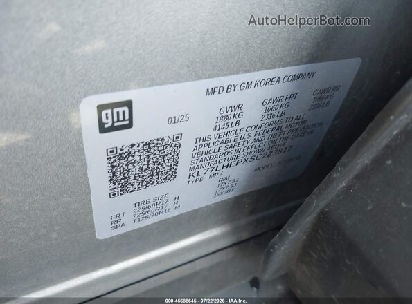 KL77LHEPXSC223817 2025 CHEVROLET TRAX Gray Widok komory silnika