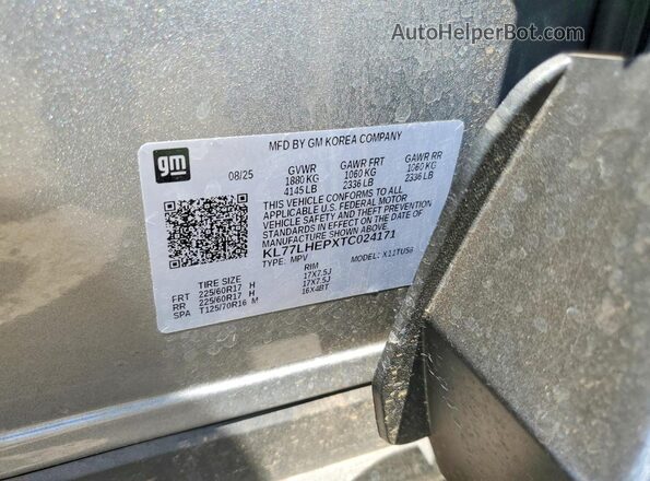 KL77LHEPXTC024171 2026 CHEVROLET TRAX Gray VIN sticker view