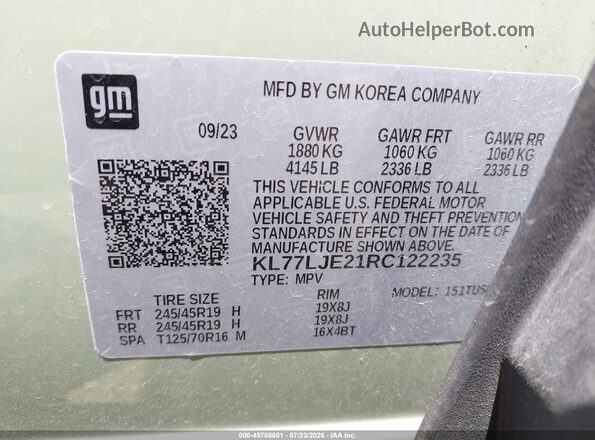 KL77LJE21RC122235 2024 CHEVROLET TRAX Green Շարժիչի բաժամունքի տեսք