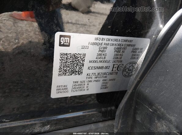 KL77LJE21RC198778 2024 CHEVROLET TRAX Black Widok komory silnika