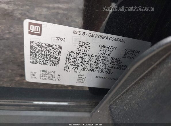 KL77LJE24RC082037 2024 CHEVROLET TRAX Black Widok komory silnika