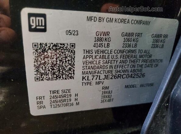 KL77LJE26RC042526 2024 CHEVROLET TRAX Black VIN կոդի պիտակի տեսք
