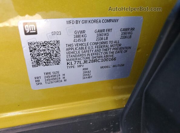 KL77LJE28RC100166 2024 CHEVROLET TRAX Gold Вид підкапотного простору