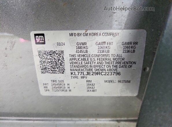 KL77LJE29RC223796 2024 CHEVROLET TRAX Silver Vista interior de 360 grados