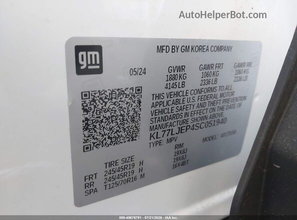 KL77LJEP4SC051940 2025 CHEVROLET TRAX White Engine compartment view