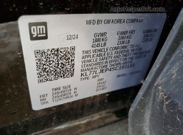 KL77LJEP4SC193155 2025 CHEVROLET TRAX Black Widok wnętrza 360 stopni