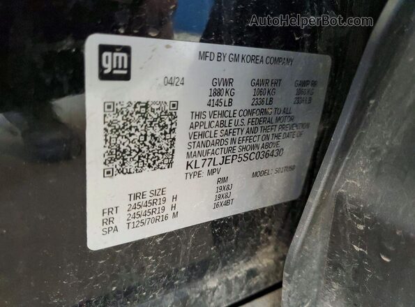KL77LJEP5SC036430 2025 CHEVROLET TRAX Black VIN կոդի պիտակի տեսք