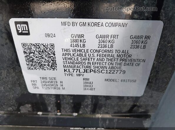 KL77LJEP6SC122779 2025 CHEVROLET TRAX Black ძრავის განყოფილების ხედი