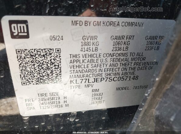 KL77LJEP7SC057148 2025 CHEVROLET TRAX Black ძრავის განყოფილების ხედი