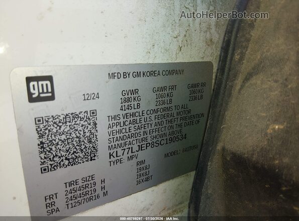 KL77LJEP8SC190534 2025 CHEVROLET TRAX White Widok komory silnika