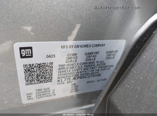 KL77LJEP8SC275048 2025 CHEVROLET TRAX Gray Vista del compartimento del motor