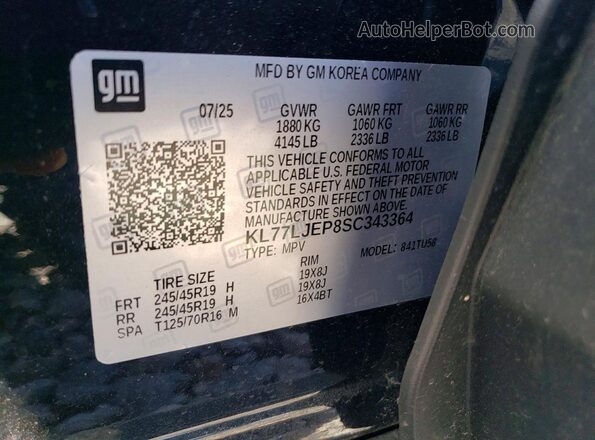 KL77LJEP8SC343364 2025 CHEVROLET TRAX Black Widok komory silnika