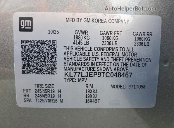 KL77LJEP9TC048467 2026 CHEVROLET TRAX Gray Vista del compartimento del motor