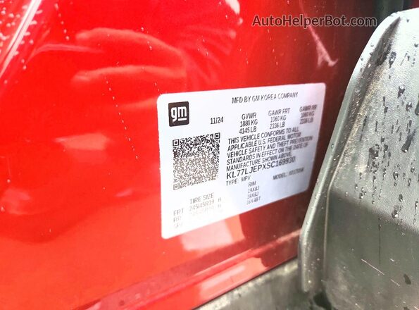 KL77LJEPXSC169930 2025 CHEVROLET TRAX Red VIN sticker view