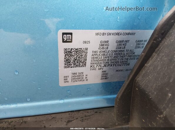 KL77LJEPXTC027756 2026 CHEVROLET TRAX Синий Вид подкапотного пространства