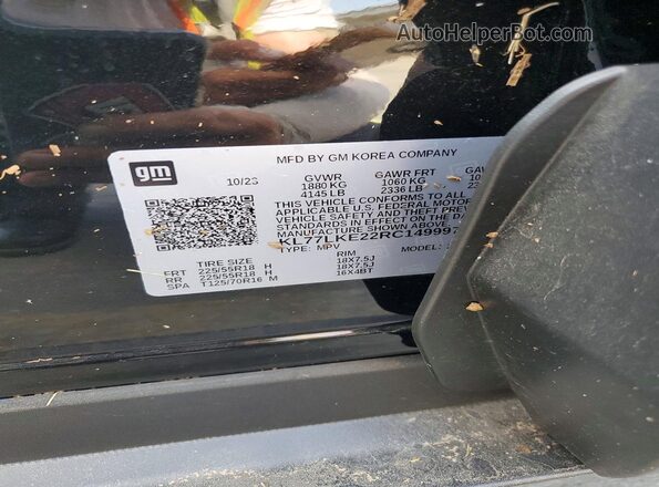 KL77LKE22RC149997 2024 CHEVROLET TRAX Black VIN sticker view