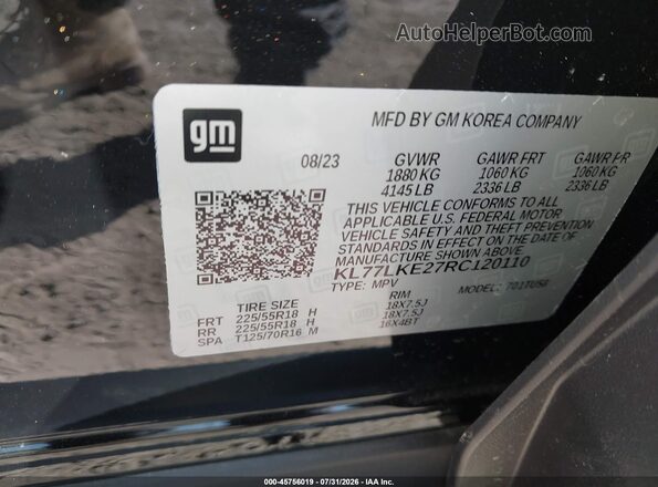 KL77LKE27RC120110 2024 CHEVROLET TRAX Black ძრავის განყოფილების ხედი