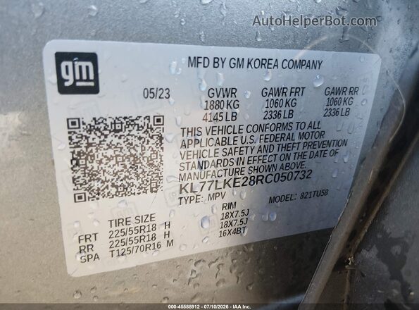KL77LKE28RC050732 2024 CHEVROLET TRAX Silver Vista del compartimento del motor