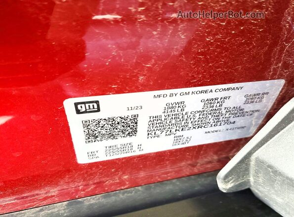 KL77LKE2XRC161704 2024 CHEVROLET TRAX Burgundy ძრავის განყოფილების ხედი