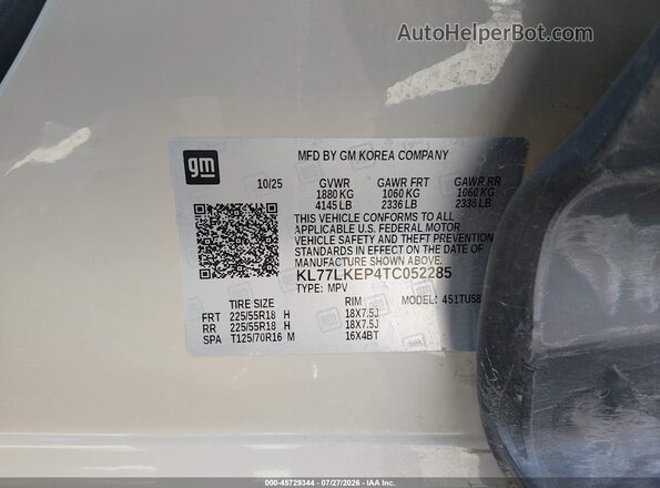 KL77LKEP4TC052285 2026 CHEVROLET TRAX Желто-коричневый Вид подкапотного пространства