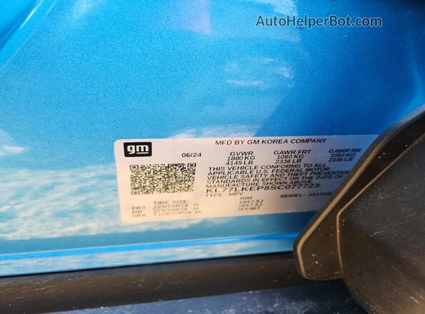 KL77LKEP8SC077723 2025 CHEVROLET TRAX Blue Vista de la etiqueta del VIN