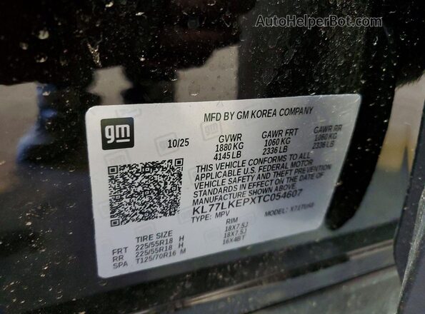 KL77LKEPXTC054607 2026 CHEVROLET TRAX Черный Вид наклейки с VIN-кодом