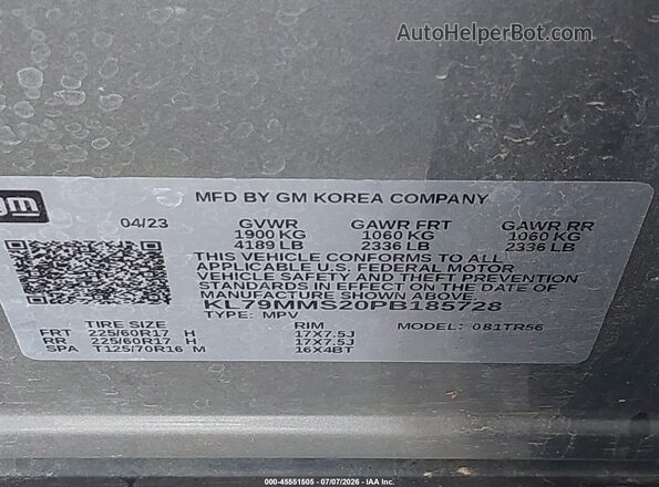 KL79MMS20PB185728 2023 CHEVROLET TRAILBLAZER Gray Widok komory silnika