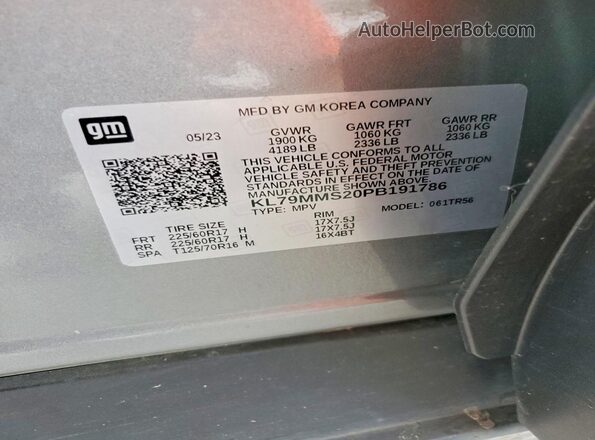 KL79MMS20PB191786 2023 CHEVROLET TRAILBLAZER Gray Вид підкапотного простору