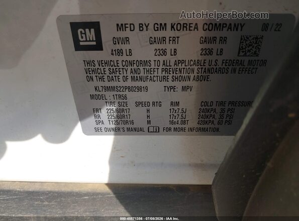 KL79MMS22PB029819 2023 CHEVROLET TRAILBLAZER White Widok komory silnika