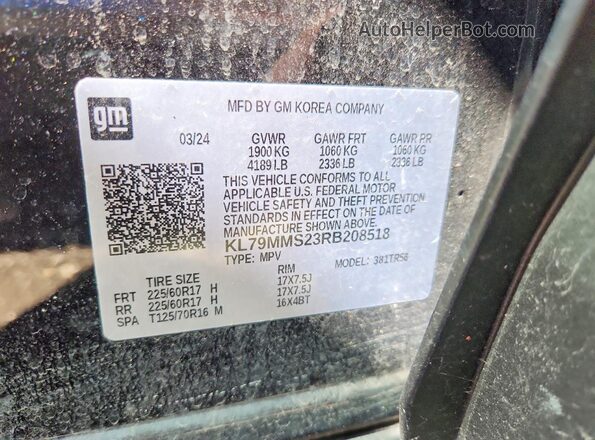 KL79MMS23RB208518 2024 CHEVROLET TRAILBLAZER Black Вид підкапотного простору