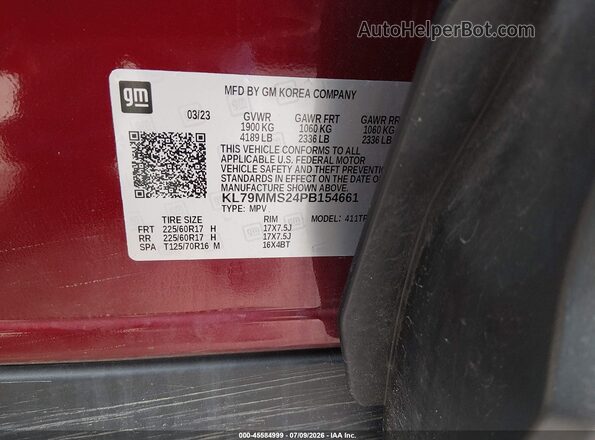 KL79MMS24PB154661 2023 CHEVROLET TRAILBLAZER Red Вид підкапотного простору
