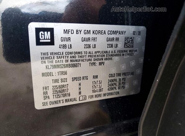 KL79MMS26MB006071 2021 CHEVROLET TRAILBLAZER White Widok wnętrza 360 stopni